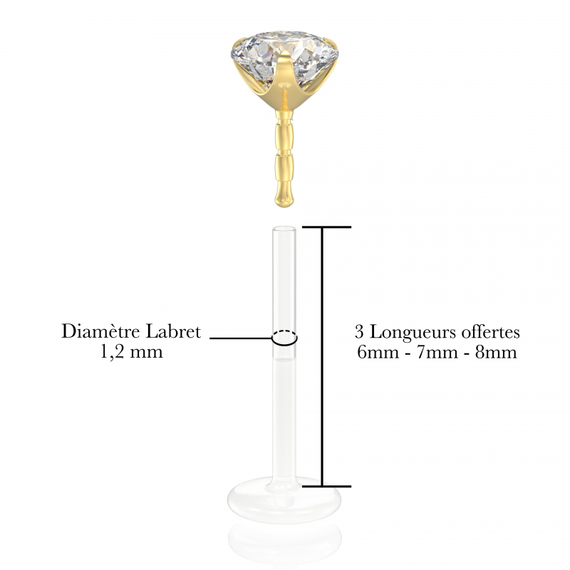 Lot De 16 Piercings Labret En Acrylique Transparent - Tiges De 6 à 12 Mm, Calibre 16 - Pour Lèvre, Tragus, Cartilage...