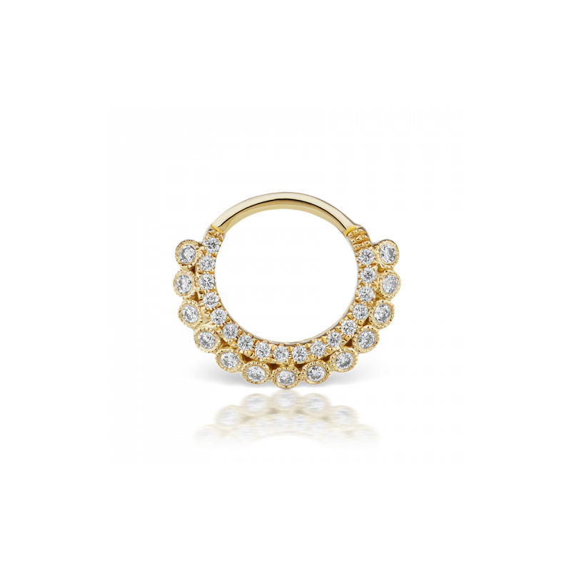 Anneau Piercing En Or Jaune 14 Carats Pour Septum Ou Daith, Avec Zircon, Neuf Avec étiquettes